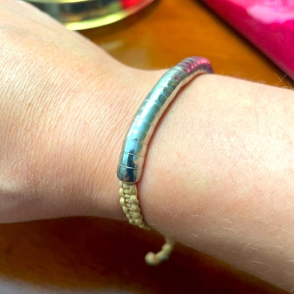 Shashi White Gold-Plated Beige Cord Snake Bracelet - Picture 3 of 4